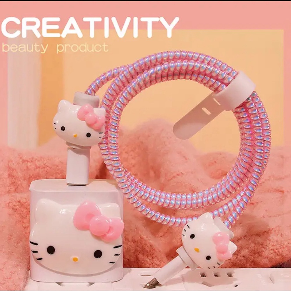 Hello Kitty Cable Adopter Line Spiral Charger Cover Cord